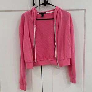 Forever 21 Pink Zip-Up Cropped Hoodie